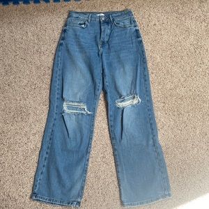 Forever 21 distressed wide leg jeans